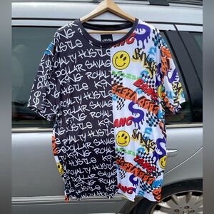 Chams Men’s Black Graffiti Short Sleeve Shirt